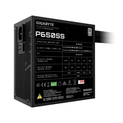 Obrázek GIGABYTE zdroj P650SS, 650 W, 80+ Silver, 120mm, ATX 3.0, černá