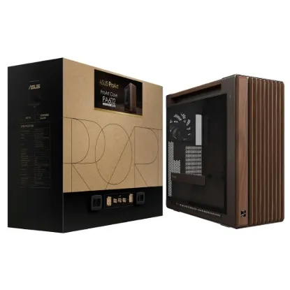 Obrázek ASUS case PROART PA602 WALNUT WOOD RETRO TG, Mid Tower, průhledná bočnice, hnědá