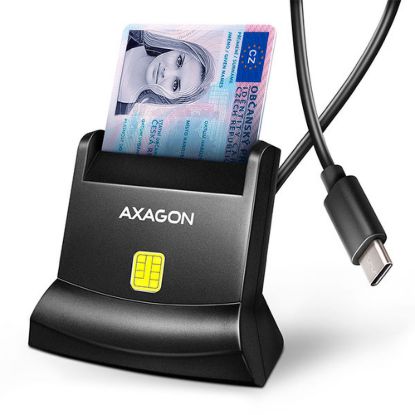Obrázek AXAGON CRE- SM4NC, USB- C čtečka kontaktních karet Smart Card (eObčanka), stojánková, kabel 1.2 m