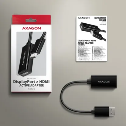 Obrázek AXAGON RVD- HI20N, DisplayPort - > HDMI 2.0b redukce / adaptér, 4K/ 60 Hz
