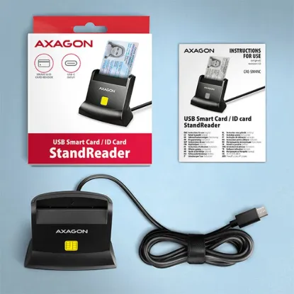 Obrázek AXAGON CRE- SM4NC, USB- C čtečka kontaktních karet Smart Card (eObčanka), stojánková, kabel 1.2 m