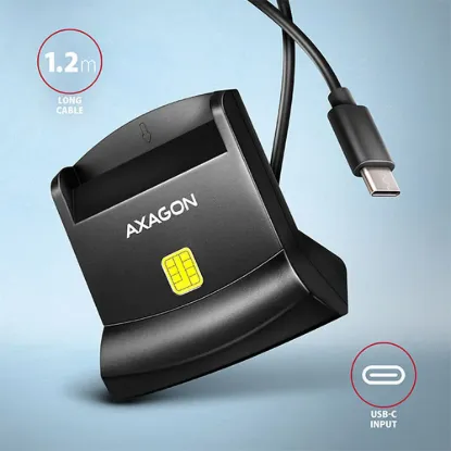 Obrázek AXAGON CRE- SM4NC, USB- C čtečka kontaktních karet Smart Card (eObčanka), stojánková, kabel 1.2 m