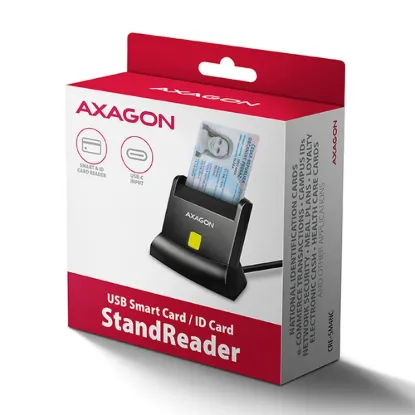 Obrázek AXAGON CRE- SM4NC, USB- C čtečka kontaktních karet Smart Card (eObčanka), stojánková, kabel 1.2 m