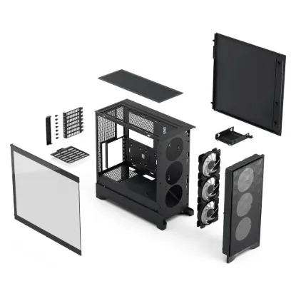 Obrázek FRACTAL DESIGN skříň Pop 2 Air Black TG ARGB, 2x USB 3.0, 3x 120mm ARGB Fan, bez zdroje, ATX