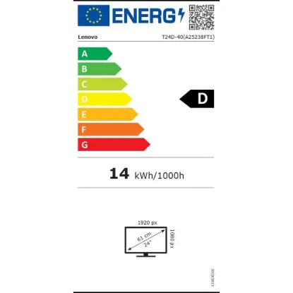 Obrázek LENOVO LCD T24D- 40 - 23.8", IPS, 16: 9, 1920 x 1080, 120 Hz, 250cd/ m2, 1500: 1, 4 ms, USB- C(96 W PD), HDMI, DP, DP…