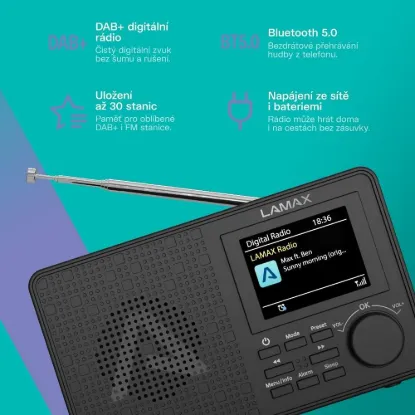 Obrázek LAMAX RadioVox1 DAB - Přenosné DAB+ rádio s FM tunerem a Bluetooth