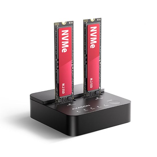 Obrázek AXAGON ADSA- M2C22L, USB- C 20Gbps dokovací stanice pro 2× M.2 NVMe SSD s funkcí klonování