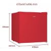 Obrázek CHiQ CSD46D4RE minibar, 46 litrů, 2 přihrádky, 0 °C až +10 °C, 39 dB, červený