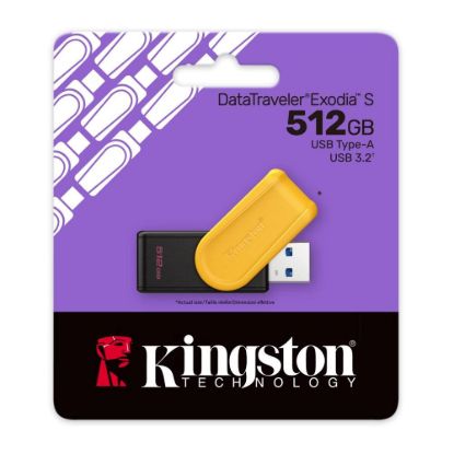 Obrázek Kingston Flash Disk 512 GB USB3.2 Gen 1 DataTraveler Exodia S (Black + Yellow)