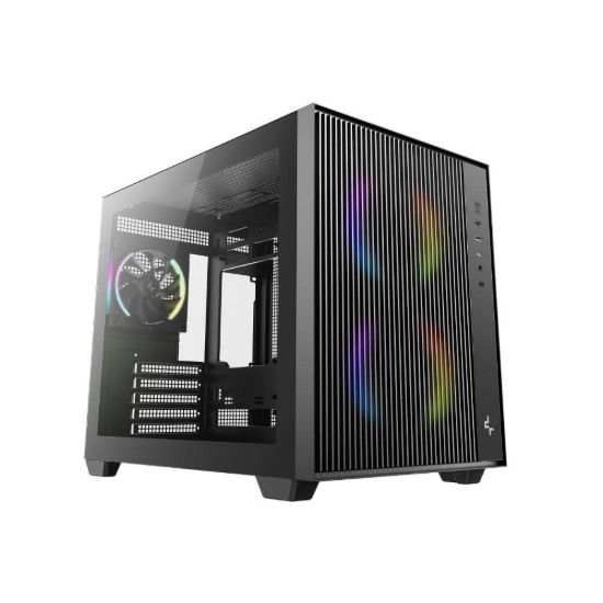Obrázek DEEPCOOL Case CG330 MESH 3F, mATX, Průhledná bočnice, 1 x 120mm ARGB, 2 x 140mm ARGB, černá
