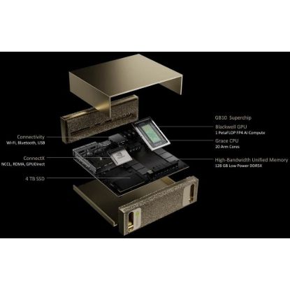 Obrázek NVIDIA DGX Spark Founders Edition EU; GPU NVIDIA Blackwell Architecture, 128 GB LPDDR5x, 4TB NVME.M2