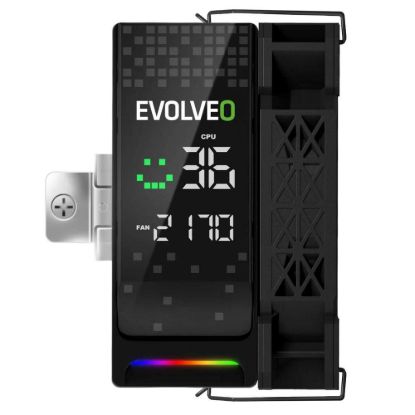 Obrázek EVOLVEO QuietCool7, CPU chladič s digitálním displejem, 6x heatpipe, černý