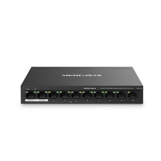 Obrázek MERCUSYS switch MS110P (10 x 100Mb/ s, 8xPoE+, 65 W, fanless)