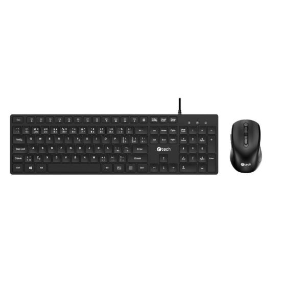 Obrázek C- TECH Klávesnice KBM- 108, drátový combo set s myší, multimediální, USB, CZ/ SK