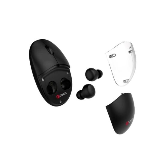 Obrázek C- TECH myš s TWS sluchátky Dual mode WLM- 21, bezdrátová, BT5.0 + 2, 4GHz, 1600DP I, 3 tlačítka, USB nano receiver…