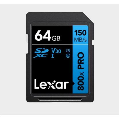 Obrázek Lexar SDXC 800x Pro UHS- I cards, C10 (V30) U3, R150, 64 GB