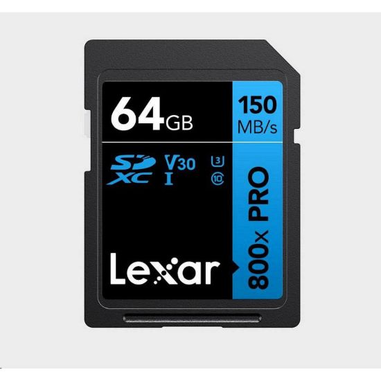 Obrázek Lexar SDXC 800x Pro UHS- I cards, C10 (V30) U3, R150, 64 GB
