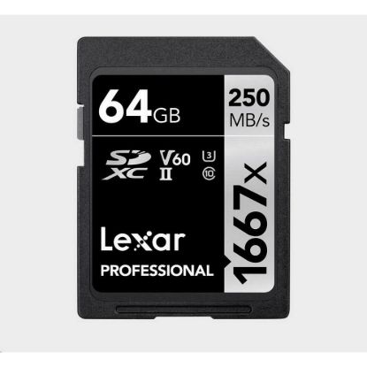 Obrázek Lexar SDXC Pro 1667X UHS- II U3 R250/ W120 (V60) 64 GB