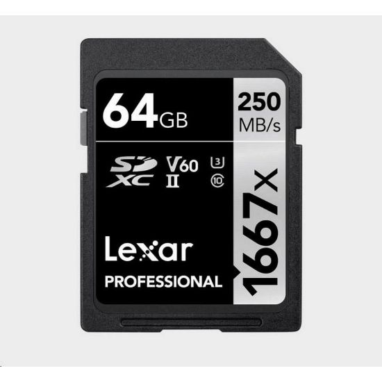 Obrázek Lexar SDXC Pro 1667X UHS- II U3 R250/ W120 (V60) 64 GB