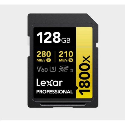 Obrázek Lexar SDXC Pro 1800x U3 UHS- II R280/ W210 (V60) 128 GB