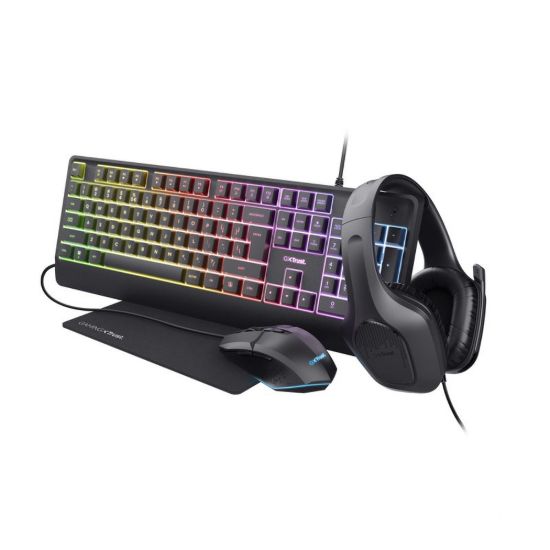 Obrázek TRUST Sada sluchátka + myš + klávesnice + mousepad GXT 792 Quadrox 4v1 Gaming Bundle EN - Anglický jazyk