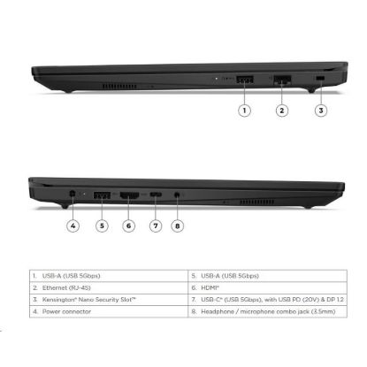Obrázek LENOVO NTB V15 G5 - 5 210H, 15.6" FHD TN, 16 GB, 512SSD, HDMI, Int. Intel Graphics, BezOS, 2Y CC