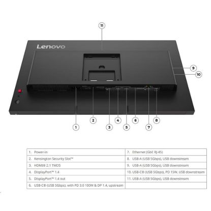 Obrázek LENOVO LCD T24D- 4t - 23.8", IPS, 1920 x 1080, touch, 120 Hz, 350cd, 1500: 1, 4 ms, USB- C(96 W PD), HDMI, DP, DP out…