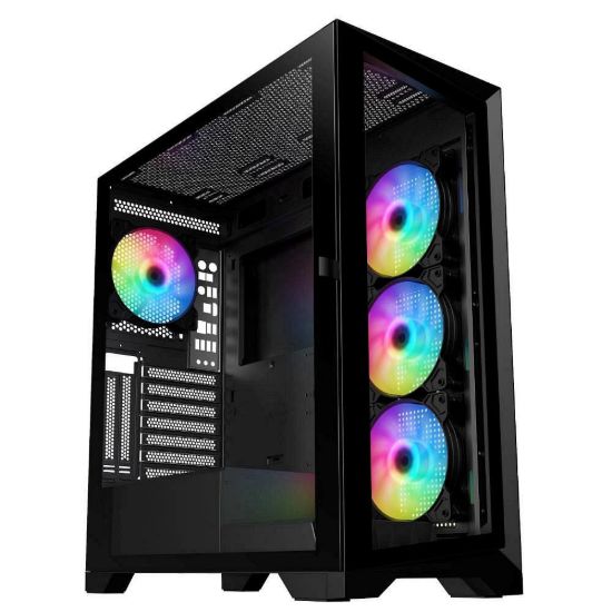 Obrázek VeinX case GL29AL- BK, ATX, Průhledná bočnice, 4x 120mm ARGB Fan, ARGB Hub, Černá