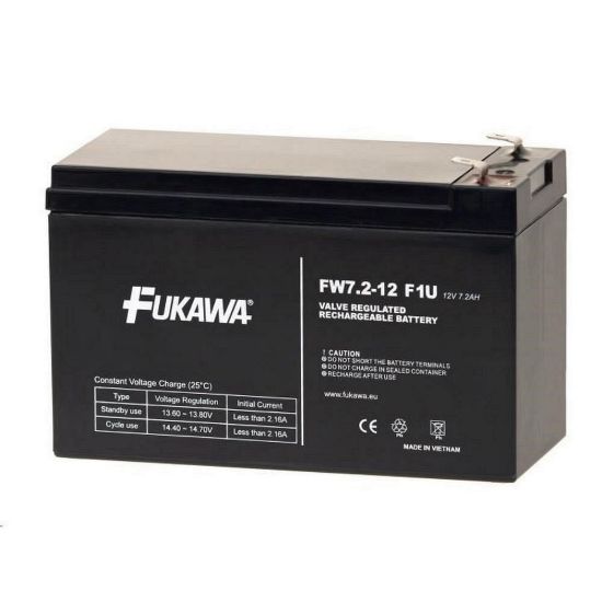 Obrázek Baterie - FUKAWA FW 7, 2- 12 F1U (12V/ 7, 2 Ah - Faston 187), konektor - 4.8mm, životnost 5let