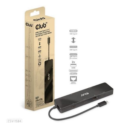 Obrázek Club 3D Dokovací stanice USB- C 6v1, 1xHDMI, 1xUSB- C PD 100 W, 2x USB, 1xRJ45, černá
