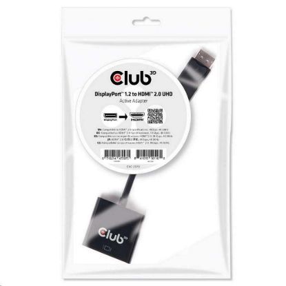 Obrázek Club3D Adaptér aktivní DisplayPort 1.2 na HDMI 2.0 4K60 Hz UHD, 20cm