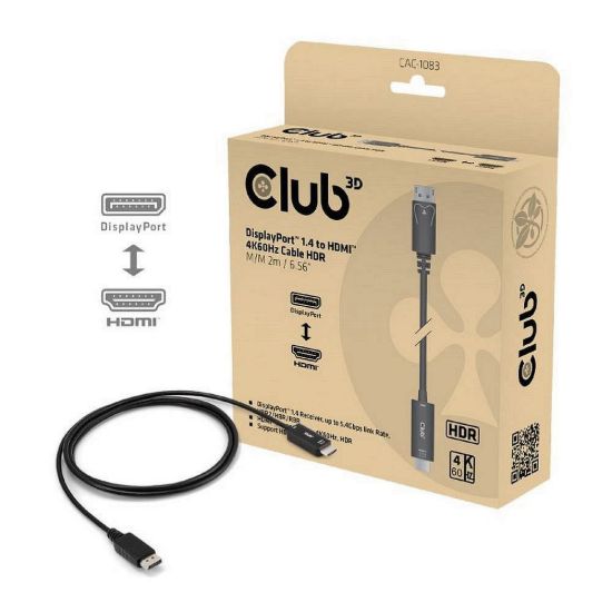 Obrázek Club3D Adaptér aktivní DisplayPort 1.4 na HDMI HDR (M/ M), 2m