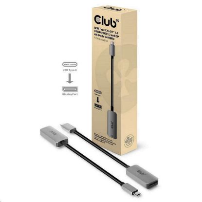 Obrázek Club3D Adaptér aktivní USB- C na DisplayPort 1.4, 8K60 Hz DSC1.2 HDR HBR3