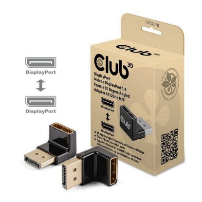 Obrázek Club3D Adaptér DisplayPort na DisplayPort 1.4, 4K120 Hz, 8K30 Hz, 90°