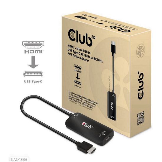 Obrázek Club3D Adaptér HDMI + Micro USB na USB- C 4K120 Hz/ 8K30 Hz, Active Adapter M/ F