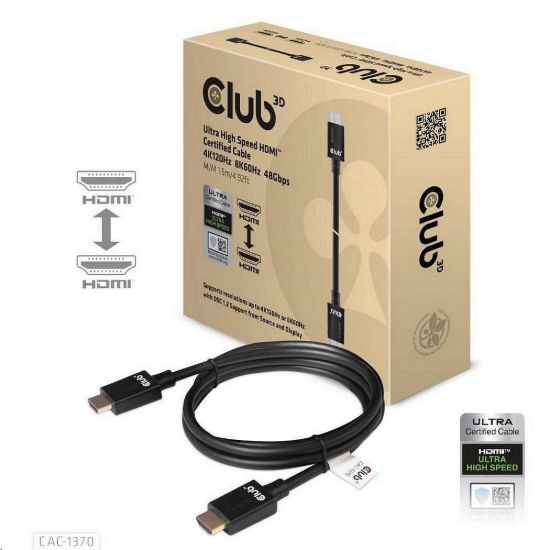 Obrázek Club3D Adaptér HDMI 2.1 Ultra Rychlý HDMI™ Certifikovaný 4K120 Hz, 8K60 Hz, 48Gbps (M/ M 1.5 m/ 4.92 ft), 28 AWG