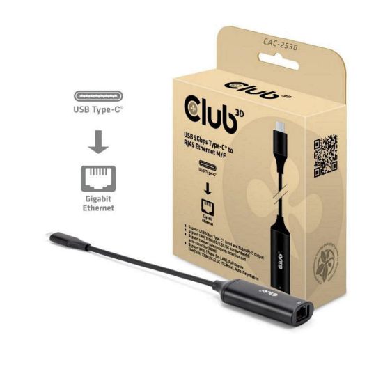 Obrázek Club3D Adaptér USB- C na RJ45, 5Gb, 24cm