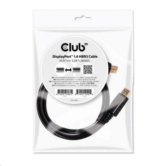 Obrázek Club3D Certifikovaný Kabel DisplayPort 1.4 HBR3 8K60 Hz (M/ M), 1m