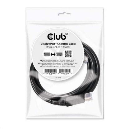Obrázek Club3D Certifikovaný Kabel DisplayPort 1.4 HBR3 8K60 Hz (M/ M), 2m