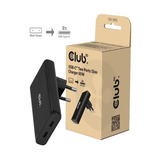 Obrázek Club3D cestovní nabíječka 65 W GAN Technologie, 2 porty (2xUSB- C), PPS, PD 3.1