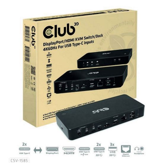 Obrázek Club3D Dokovací stanice USB- C 10v1, 1xDP, 1xHDMI, 3xUSB- C, 3xUSB, 1xRJ45, 1 x 3.5mm, černá