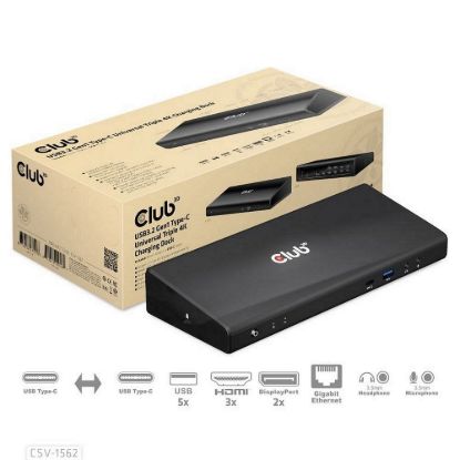 Obrázek Club3D Dokovací stanice USB- C 13v1, 2xDP, 3xHDMI, 1xUSB- C, 5xUSB, 1xRJ45, 1 x 3.5mm, černá