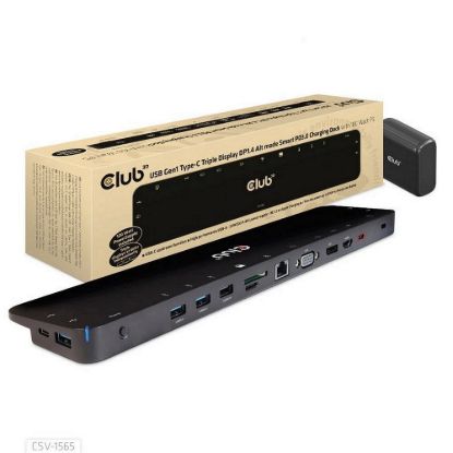Obrázek Club3D Dokovací stanice USB- C 14v1, 1xDP, 1xHDMI, 1xVGA, 2xUSB- C, 5xUSB, 1xRJ45, 1 x 3.5mm, šedá