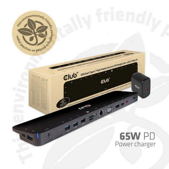 Obrázek Club3D Dokovací stanice USB- C 14v1, 1xDP, 1xHDMI, 1xVGA, 2xUSB- C, 5xUSB, čtečka SD karet, černá