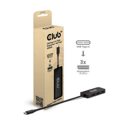 Obrázek Club3D hub MST USB- C na 3xDisplayPort, Single: 8K30 Hz, Triple: 4K60 Hz