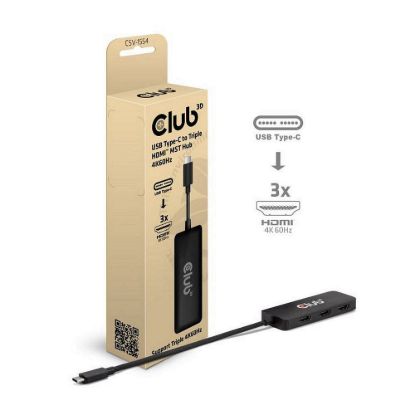 Obrázek Club3D hub MST USB- C na 3xHDMI, Single: 8K30 Hz, Triple: 4K60 Hz