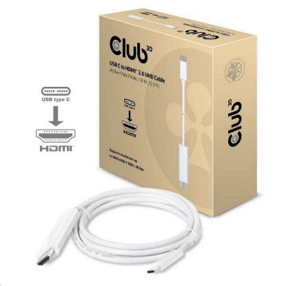 Obrázek Club3D Kabel aktivní USB typ C na HDMI 2.0 4K60 Hz UHD, 1, 8m