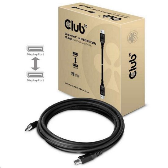 Obrázek Club3D Kabel certifikovaný DisplayPort 1.4, HBR3, 8K60 Hz (M/ M), 5m, 28 AWG