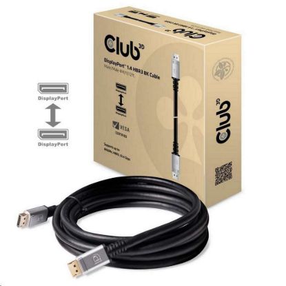 Obrázek Club3D Kabel certifikovaný DisplayPort 1.4, HBR3, 8K60 Hz (M/ M), stříbrné koncovky, 4m, 24 AWG
