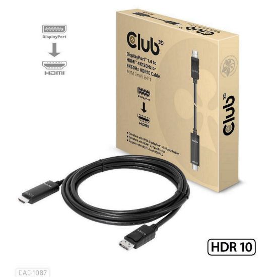 Obrázek Club3D kabel DP 1.4 na HDMI, 4K120 Hz nebo 8K60 Hz HDR10, M/ M, 3m